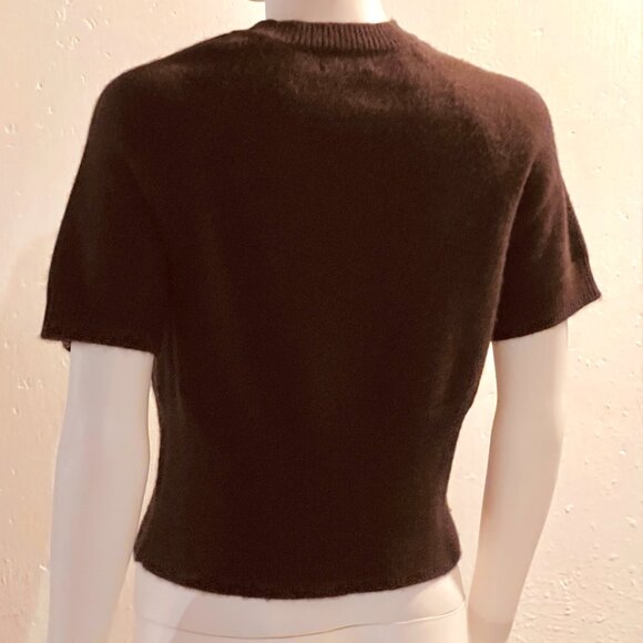SABLYN Short Sleeve 100% Cashmere Crew Neck Sweater Top In Brown, M, EUC - Picture 4 of 6